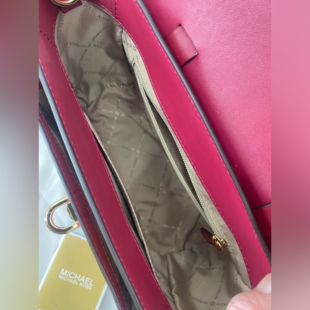 Michael Kors Pink Monogram Satchel Crossbody with Gold Hardware - Picture 10 of 15